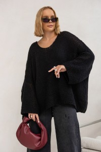 Komfortowy sweter z wełną ARINA czarny