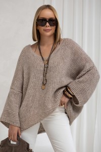 Komfortowy sweter z wełną ARINA latte