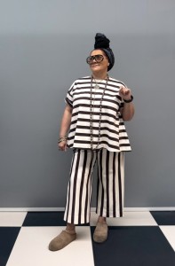 Komplet  RIVABELLA w paski czekolada