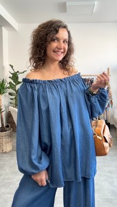 Bluzka hiszpanka z jeansu