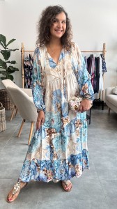 Sukienka boho EMERALD z jedwabiu 